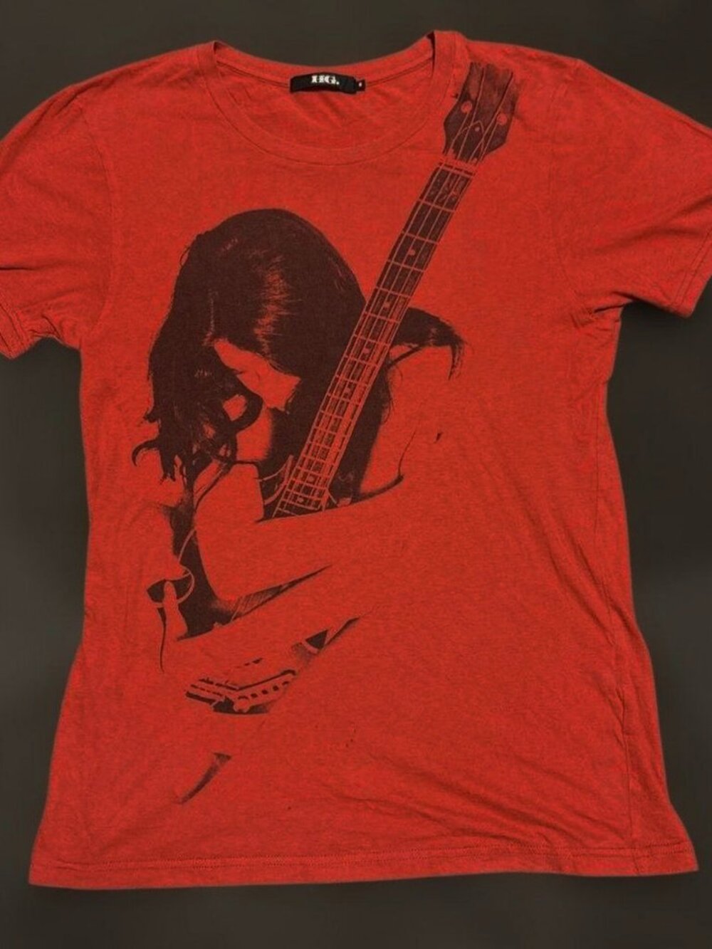 Hysteric Glamour Japanese Street Wear Guitar Girl Graphic Tee red Grunge-S